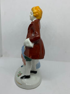 Porcelain Figurine Colonial Couple Red Coat Dancing Occupied Japan