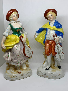 Porcelain Figurine Colonial Couple Musicians Occupied Japan