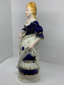 Porcelain Figurine Colonial Woman Blue Dress Morirama Occupied Japan