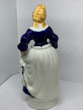 Load image into Gallery viewer, Porcelain Figurine Colonial Woman Blue Dress Morirama Occupied Japan