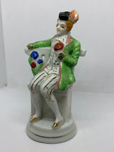 Load image into Gallery viewer, Porcelain Figurine Gentleman Seated Flowers Green Coat Occupied Japan