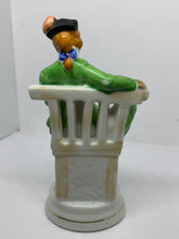 Load image into Gallery viewer, Porcelain Figurine Gentleman Seated Flowers Green Coat Occupied Japan