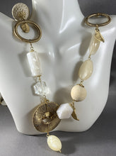 Load image into Gallery viewer, Vintage Necklace Gold Tone White and Ivory Color Beads 43 Inch