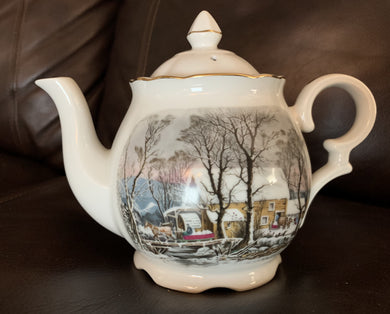 Vintage Avon China Tea Pot Awarded Exclusively to Representatives Water Mill 1977