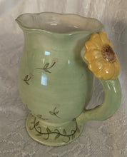 Load image into Gallery viewer, Green Sunflower Ceramic Porcelain Mug Decorative Hand Painted Flowers