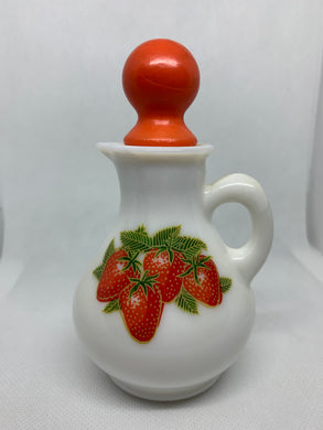 Vintage Avon Strawberries and Cream Bath Foam Milk Glass Bottle