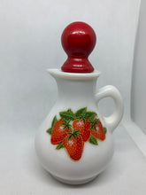 Load image into Gallery viewer, Vintage Avon Strawberries and Cream Bath Foam Milk Glass Bottle Dark Red