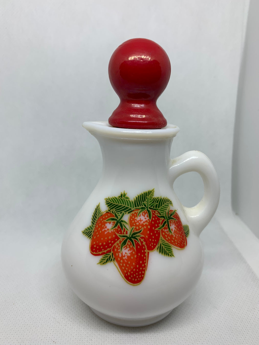 Vintage Avon Strawberries and Cream Bath Foam Milk Glass Bottle Dark Red