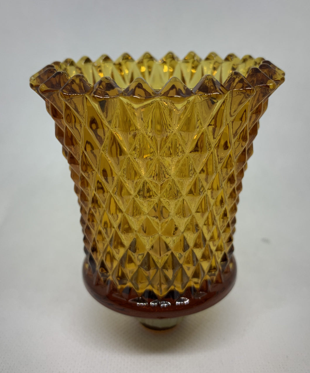 4 Homco Vintage Diamond Cut Amber Glass Votive Candle Peg Holders