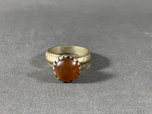 Tibetan Ring Old Carnelian Inlay Silver Metal Jewelry Size 7