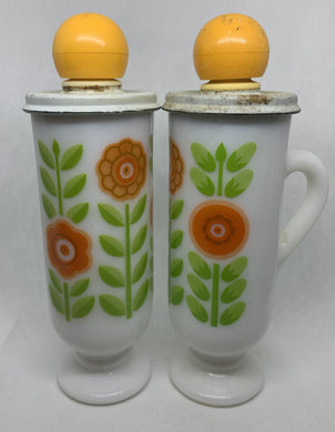 2 Vintage Avon Demi Cup Honeysuckle Milk Glass Bottles