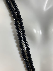 Vintage Necklace Black Round Glass Beads 35 Inch