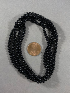 Vintage Necklace Black Round Glass Beads 35 Inch