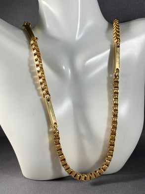 Vintage Necklace Gold Tone Square Chain 34 Inch