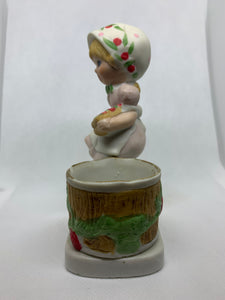 Strawberry Patches Luvkins Porcelain Candle Holder Jasco Taiwan Votive 1980