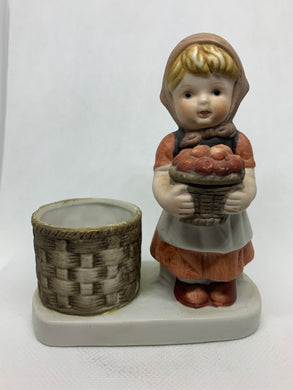 Little Luvkins Porcelain Candle Holder Jasco Taiwan Votive Bushel of Apples