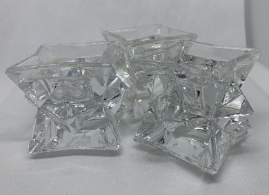 3 Avon Vintage Crystal 24% Lead Diamond Cut Edge Candlestick Holders