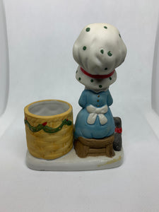 Christmas Luvkins Porcelain Candle Holder Jasco Taiwan Votive 1978