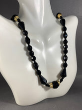 Load image into Gallery viewer, Vintage Necklace Black Faceted Glass Beads 24 Inch