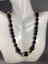 Load image into Gallery viewer, Vintage Necklace Black Faceted Glass Beads 24 Inch