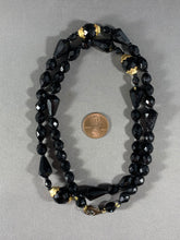 Load image into Gallery viewer, Vintage Necklace Black Faceted Glass Beads 24 Inch