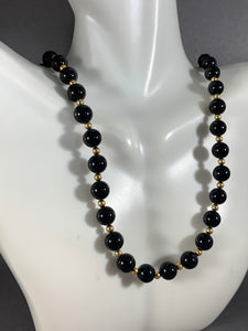 Vintage Black & Gold Tone Necklace 24 Inch