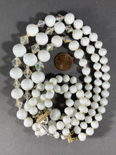 Load image into Gallery viewer, Vintage 3-strand White Glass Bead Necklace 15-17 Inch