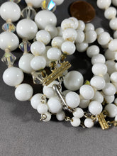 Load image into Gallery viewer, Vintage 3-strand White Glass Bead Necklace 15-17 Inch