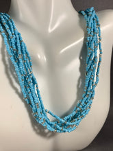 Load image into Gallery viewer, Vintage 8-strand Blue Seed Bead Necklace 26 Inch