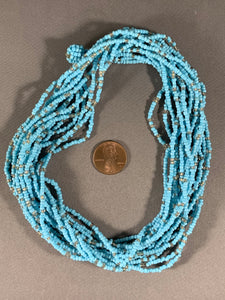 Vintage 8-strand Blue Seed Bead Necklace 26 Inch