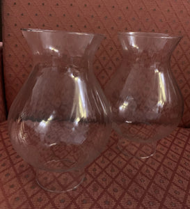 2 Glass Ribbed Lamp Shades Vintage