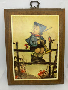 2 Hummel Figure Pictures Wooden Wall Plaques Vintage Collectible