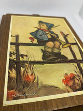 Load image into Gallery viewer, 2 Hummel Figure Pictures Wooden Wall Plaques Vintage Collectible