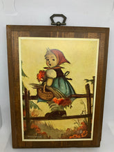 Load image into Gallery viewer, 2 Hummel Figure Pictures Wooden Wall Plaques Vintage Collectible