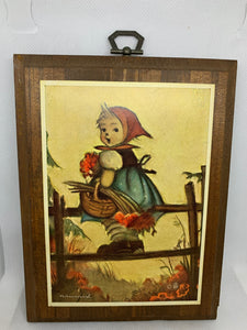 2 Hummel Figure Pictures Wooden Wall Plaques Vintage Collectible