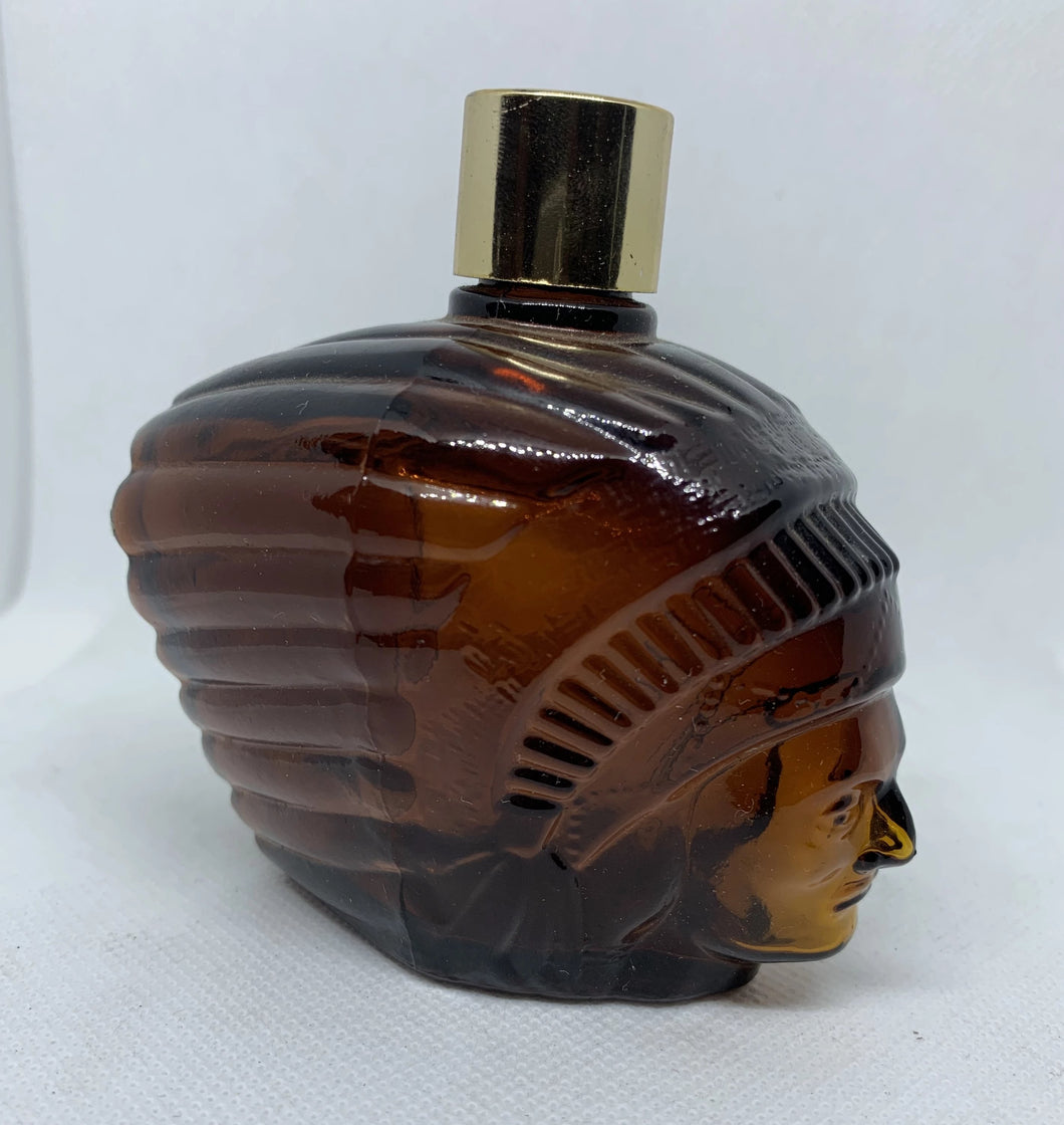 Avon Vintage Brown Glass Head Indian Spicy After Shave Bottle Empty