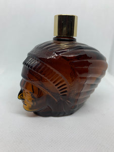 Avon Vintage Brown Glass Head Indian Spicy After Shave Bottle Empty