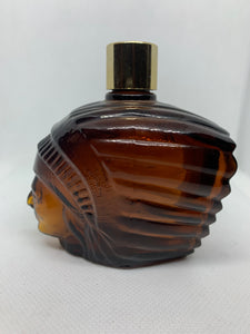 Avon Vintage Brown Glass Head Indian Spicy After Shave Bottle Empty