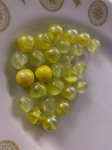 39 Vintage Glass Translucent Marbles Swirled Yellow