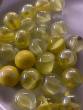 Load image into Gallery viewer, 39 Vintage Glass Translucent Marbles Swirled Yellow