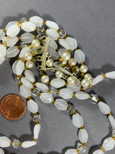 Load image into Gallery viewer, Vintage 4-Strand White Glass Beads Necklace 15-17 Inch