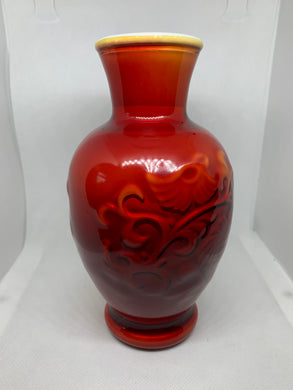 Avon Vintage Glass Vase Oriental Red Spring Bouquet Fragranced Vase
