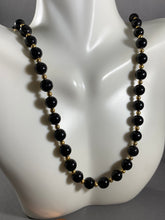 Load image into Gallery viewer, Vintage Round Black &amp; Gold Tone Necklace 24 Inch