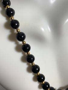 Vintage Round Black & Gold Tone Necklace 24 Inch