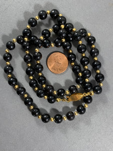 Vintage Round Black & Gold Tone Necklace 24 Inch