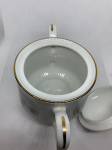 Vintage Avon China Sugar Bowl Two Handles Snowy Winter Water Mill 1981