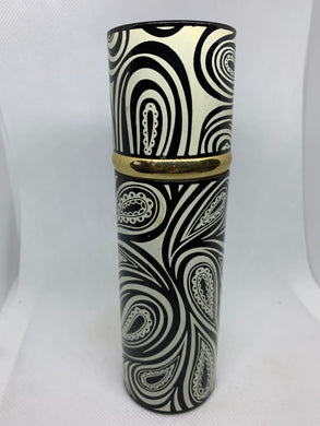 Avon Patterns Cologne Mist Glass Bottle Black and White Paisley Vintage Empty