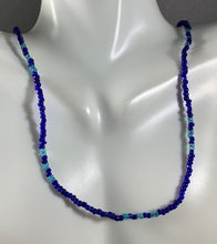 Load image into Gallery viewer, Vintage Blue Translucent Glass Seed Beads Necklace 23 Inch