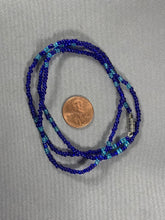 Load image into Gallery viewer, Vintage Blue Translucent Glass Seed Beads Necklace 23 Inch