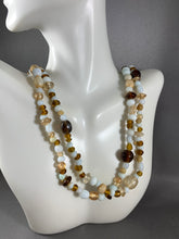 Load image into Gallery viewer, Vintage Amber and White Glass Beads Necklace 54 Inch